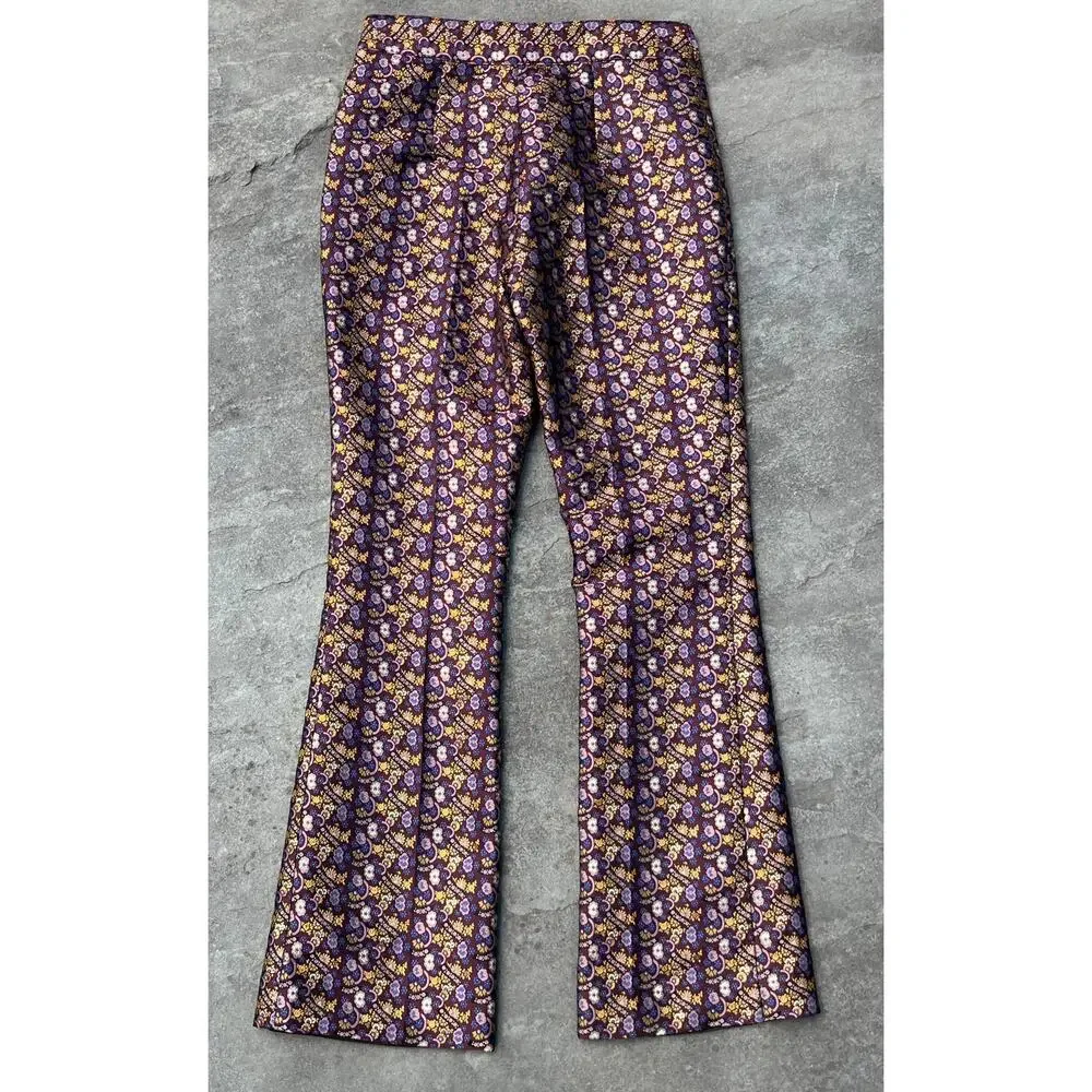 Tory Burch Relaxed-Fit Silk Holiday Jacquard Pants 🤍 | Size 2
